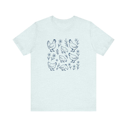 Chickens Floral T-Shirt | Garden T-Shirt- Unisex Fit
