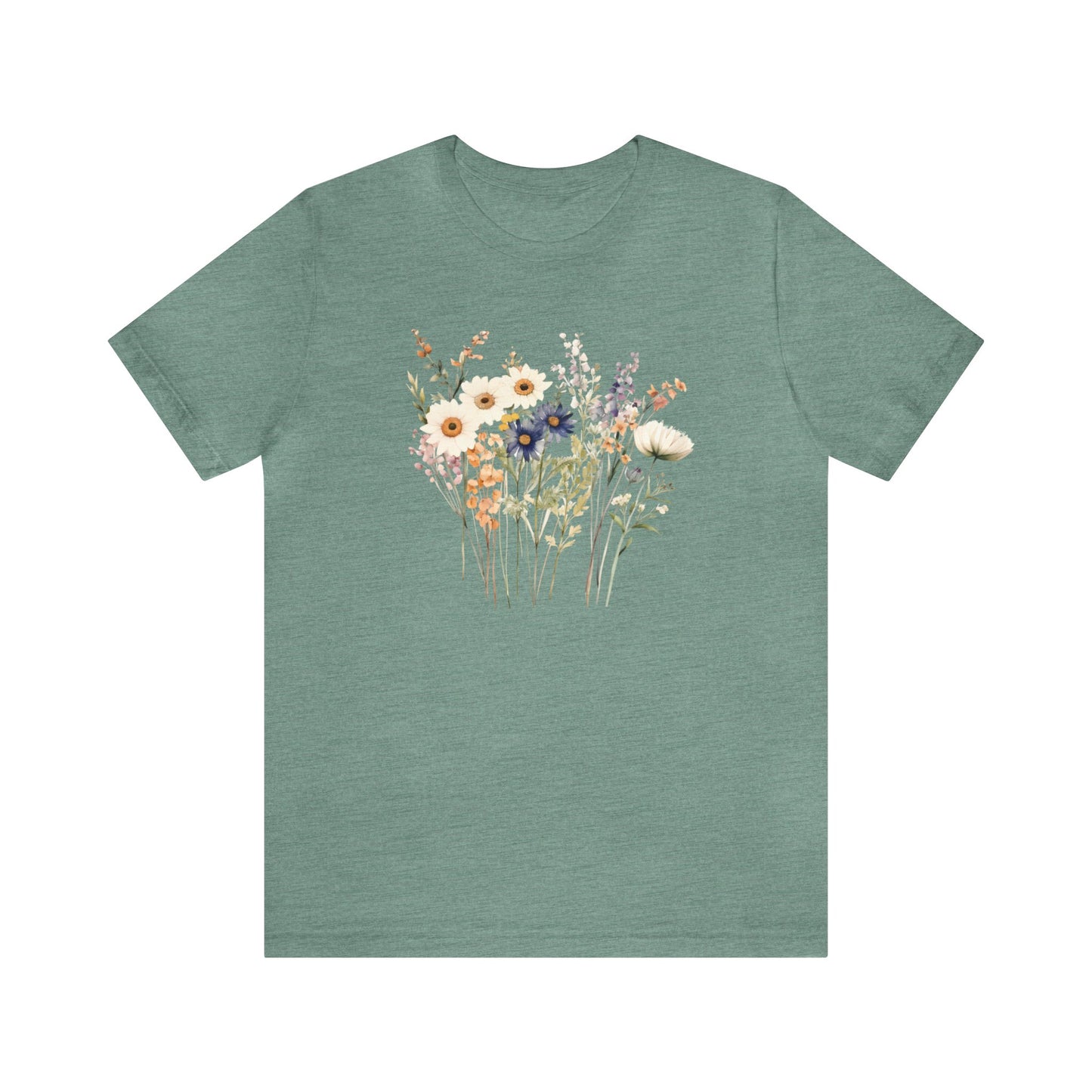 Antique Watercolor Wildflower Bouquet - Unisex Bella Canvas