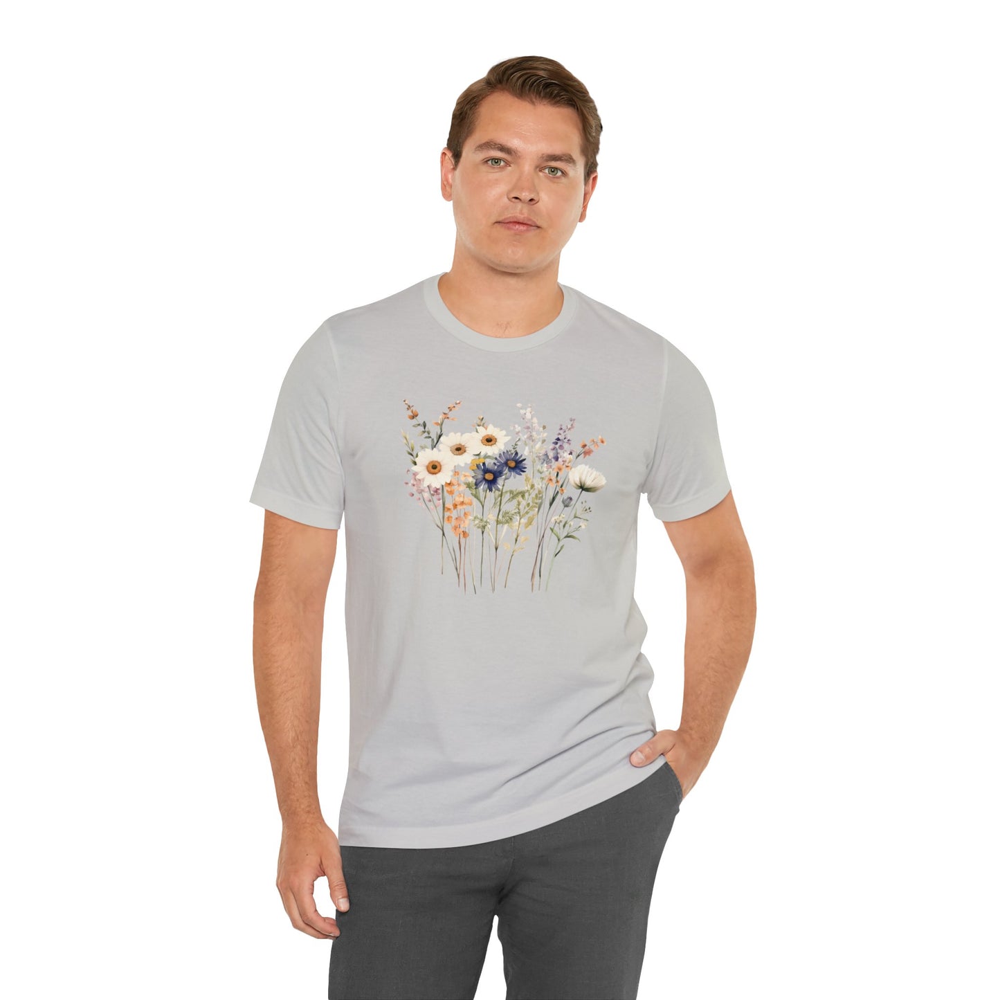 Antique Watercolor Wildflower Bouquet - Unisex Bella Canvas