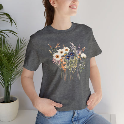 Antique Watercolor Wildflower Bouquet - Unisex Bella Canvas