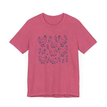 Chickens Floral T-Shirt | Garden T-Shirt- Unisex Fit
