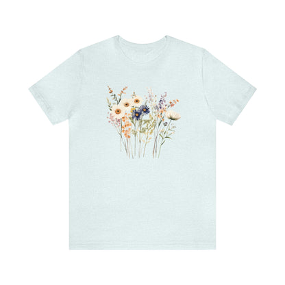 Antique Watercolor Wildflower Bouquet - Unisex Bella Canvas
