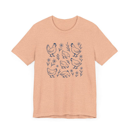 Chickens Floral T-Shirt | Garden T-Shirt- Unisex Fit