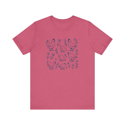 Chickens Floral T-Shirt | Garden T-Shirt- Unisex Fit