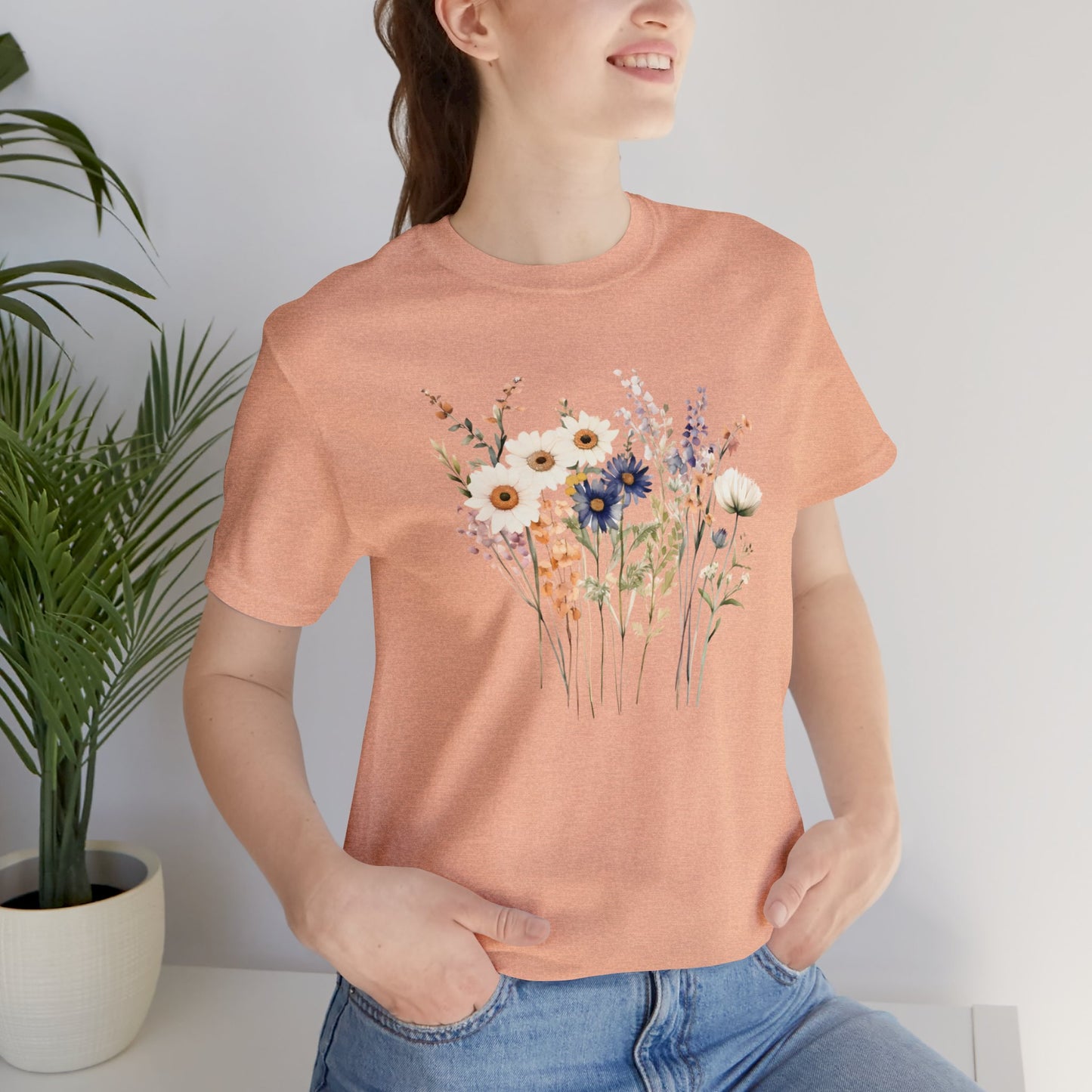 Antique Watercolor Wildflower Bouquet - Unisex Bella Canvas
