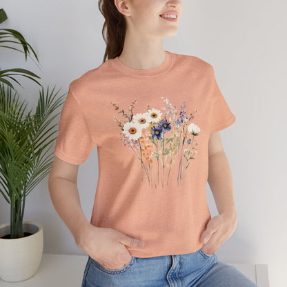 Antique Watercolor Wildflower Bouquet - Unisex Bella Canvas