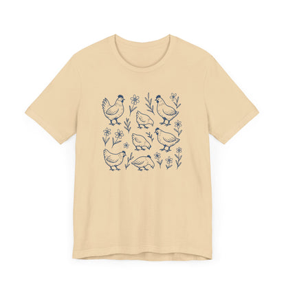 Chickens Floral T-Shirt | Garden T-Shirt- Unisex Fit