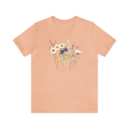 Antique Watercolor Wildflower Bouquet - Unisex Bella Canvas