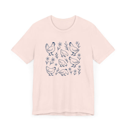 Chickens Floral T-Shirt | Garden T-Shirt- Unisex Fit