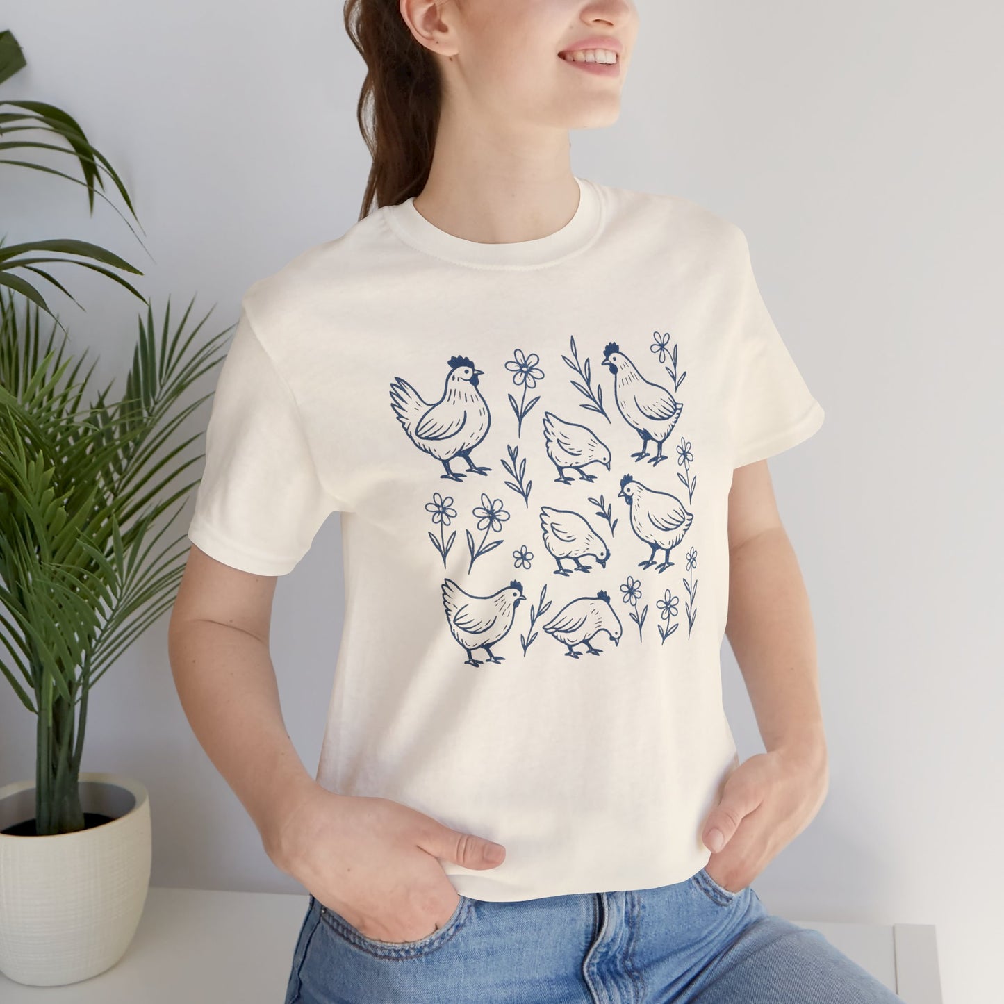 Chickens Floral T-Shirt | Garden T-Shirt- Unisex Fit