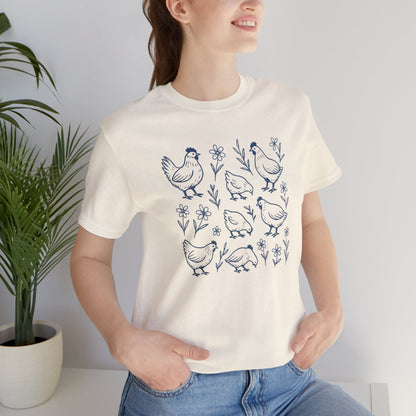Chickens Floral T-Shirt | Garden T-Shirt- Unisex Fit