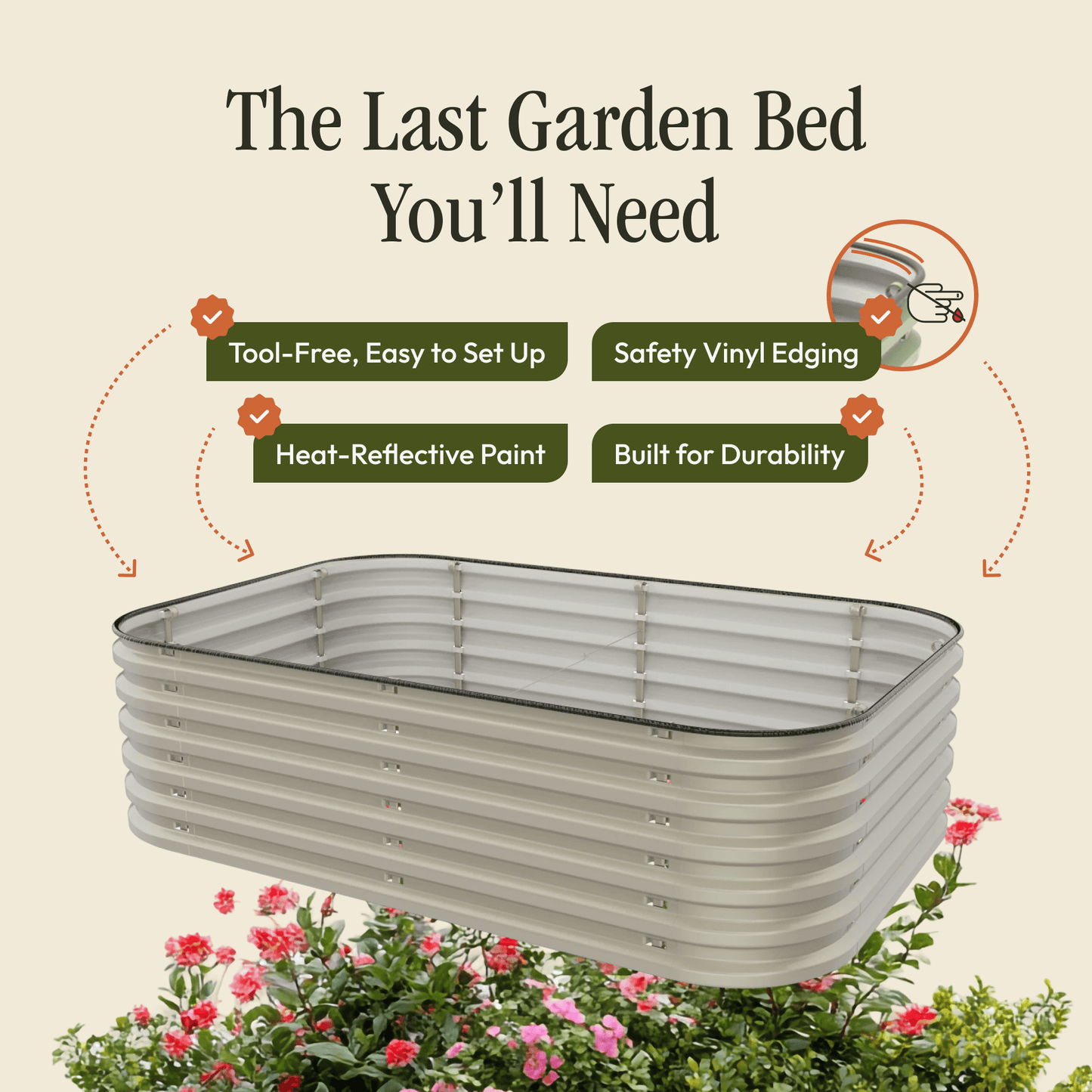 17" Tall 6 In 1 "No Tools Needed" Premium Metal Raised Garden Bed Kit