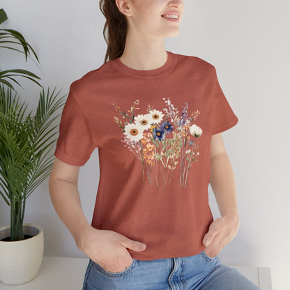 Antique Watercolor Wildflower Bouquet - Unisex Bella Canvas