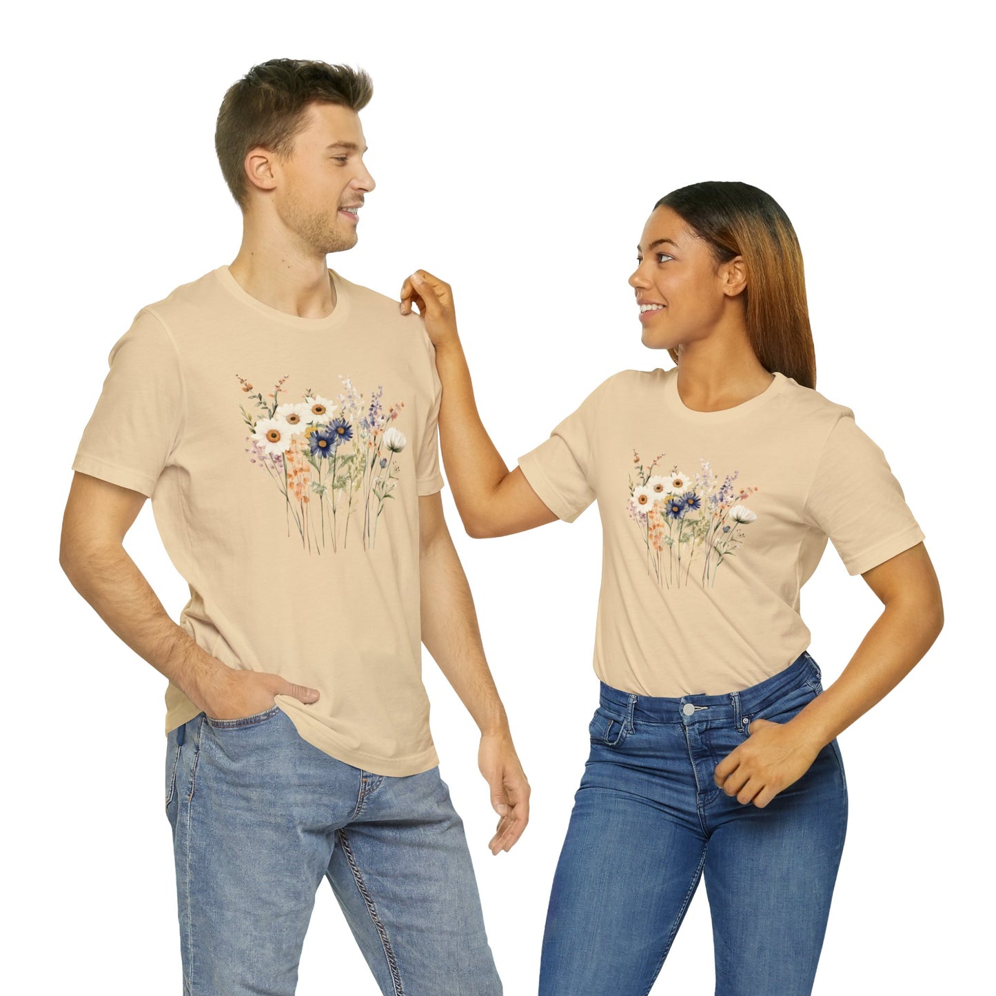 Antique Watercolor Wildflower Bouquet - Unisex Bella Canvas