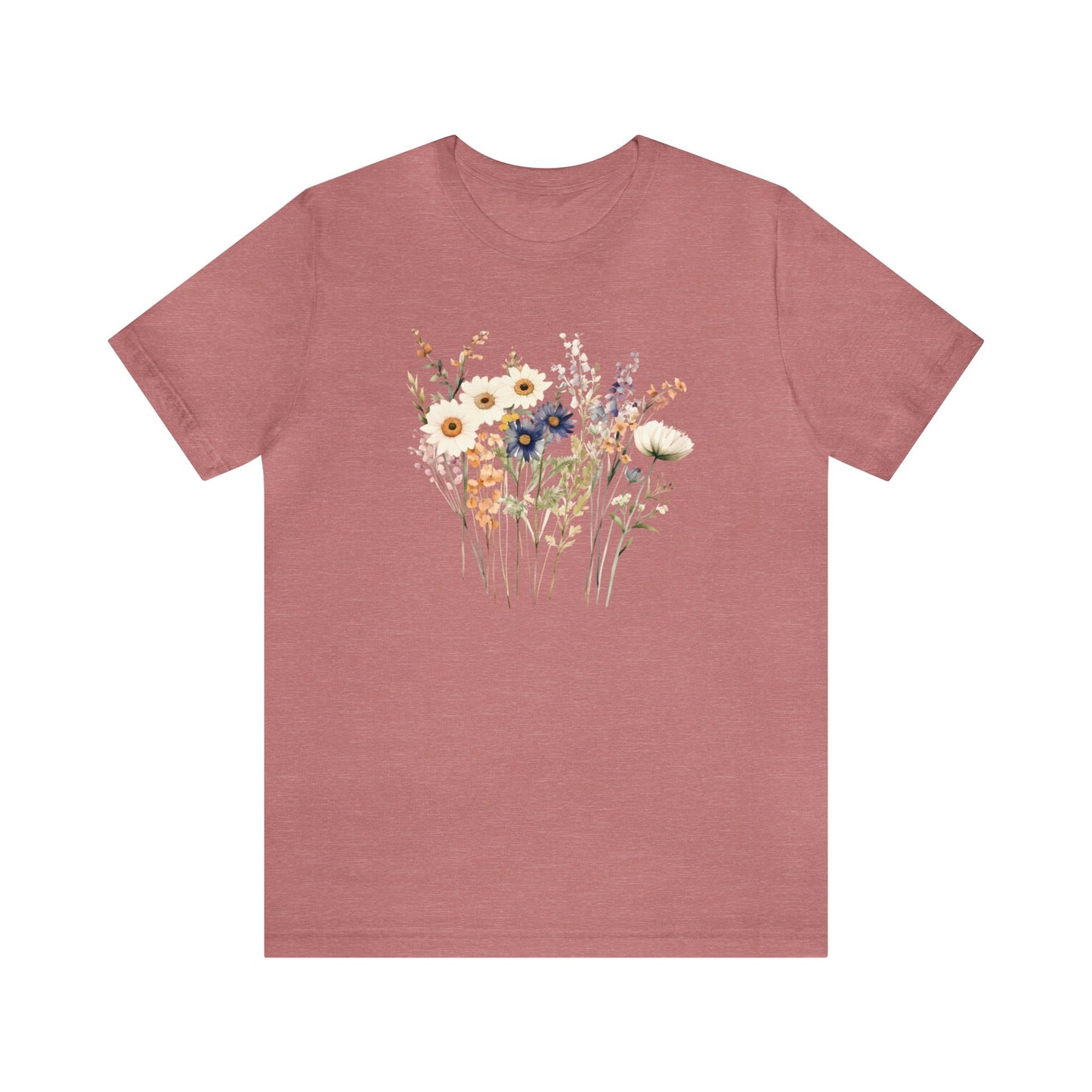 Antique Watercolor Wildflower Bouquet - Unisex Bella Canvas