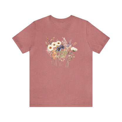 Antique Watercolor Wildflower Bouquet - Unisex Bella Canvas