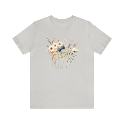 Antique Watercolor Wildflower Bouquet - Unisex Bella Canvas