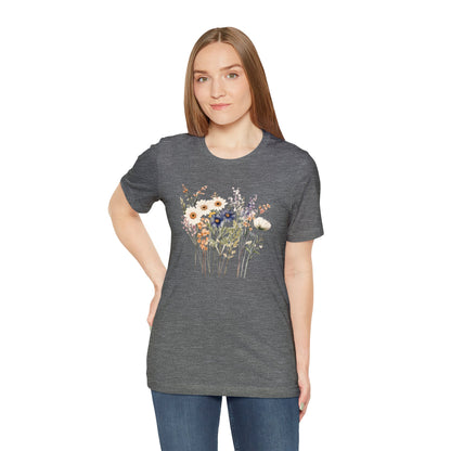 Antique Watercolor Wildflower Bouquet - Unisex Bella Canvas