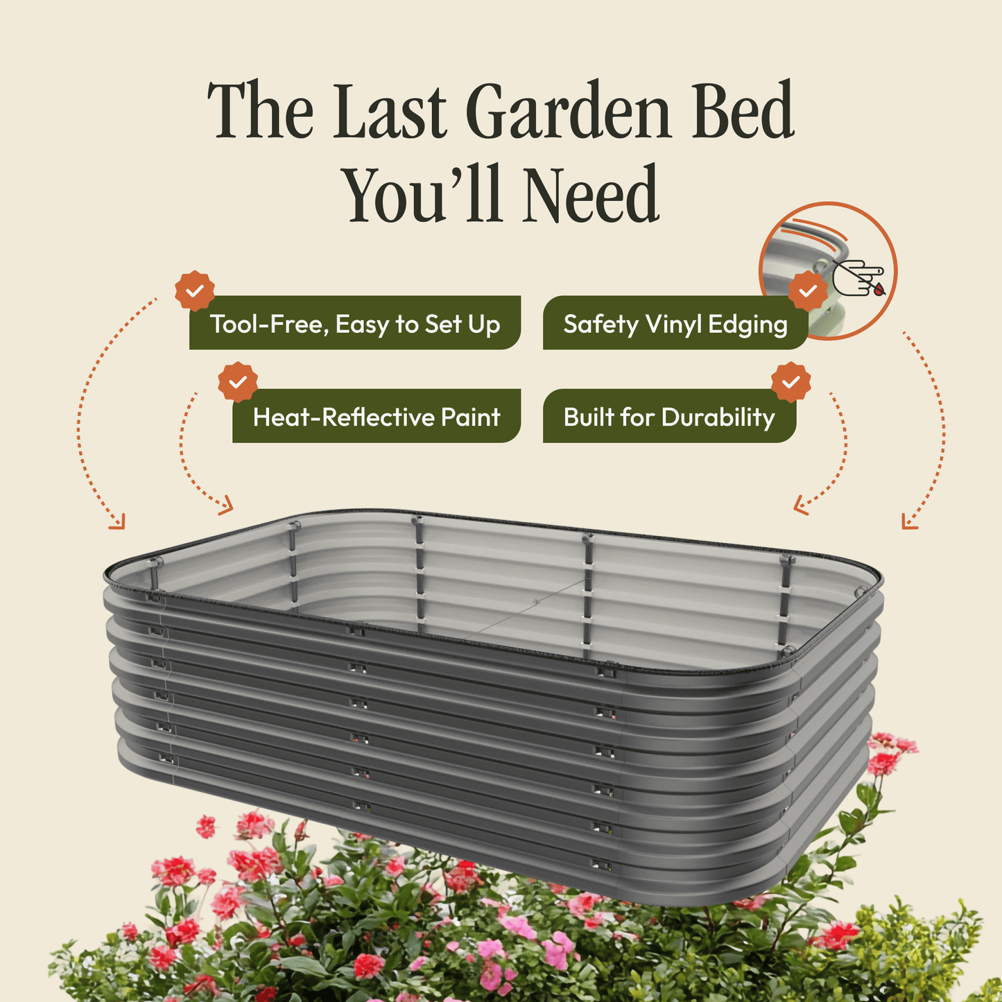 17" Tall 6 In 1 "No Tools Needed" Premium Metal Raised Garden Bed Kit