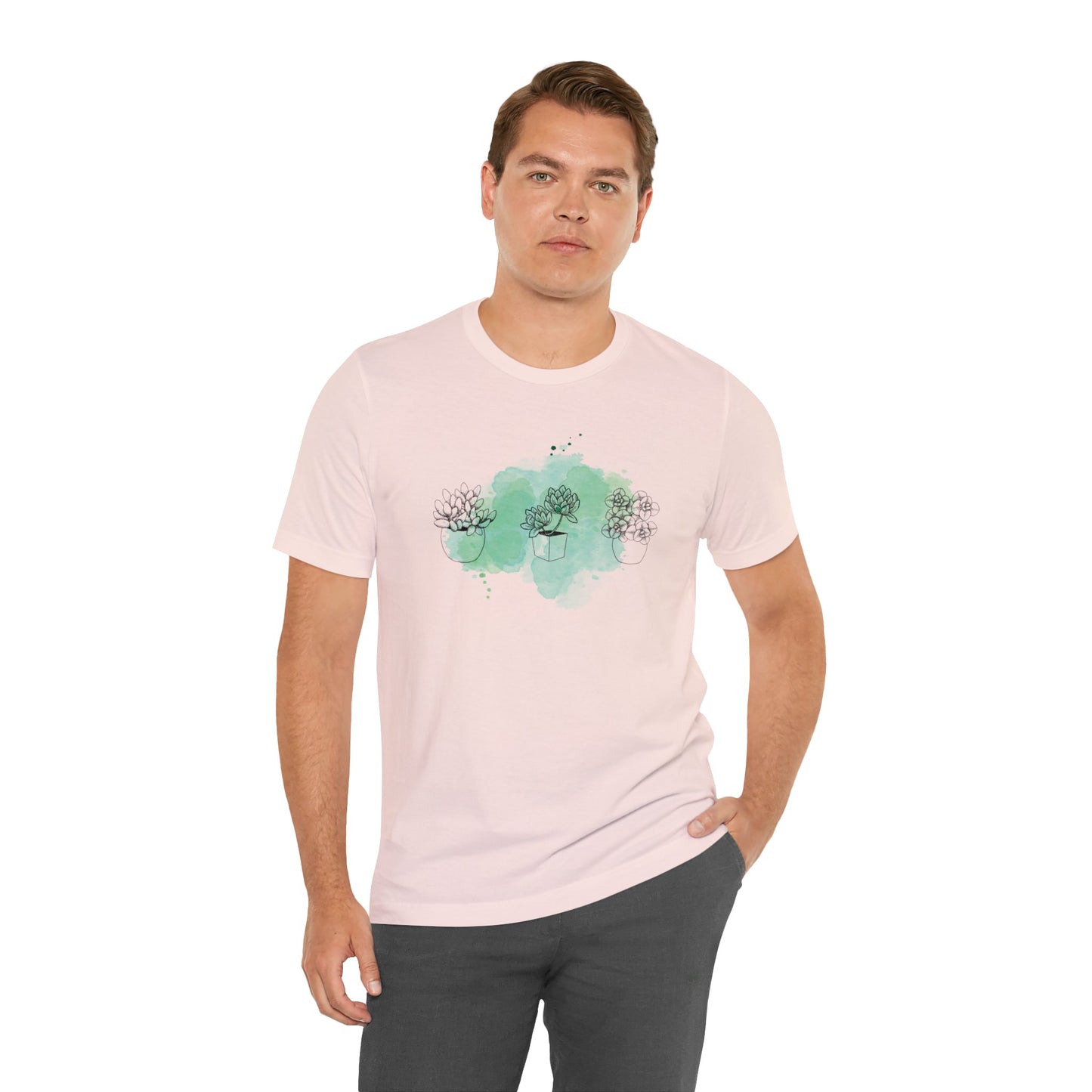 Succulent with Watercolor Splash T-Shirt | Gardening Shirt Unisex Fit
