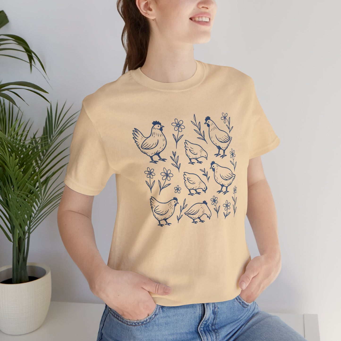 Chickens Floral T-Shirt | Garden T-Shirt- Unisex Fit