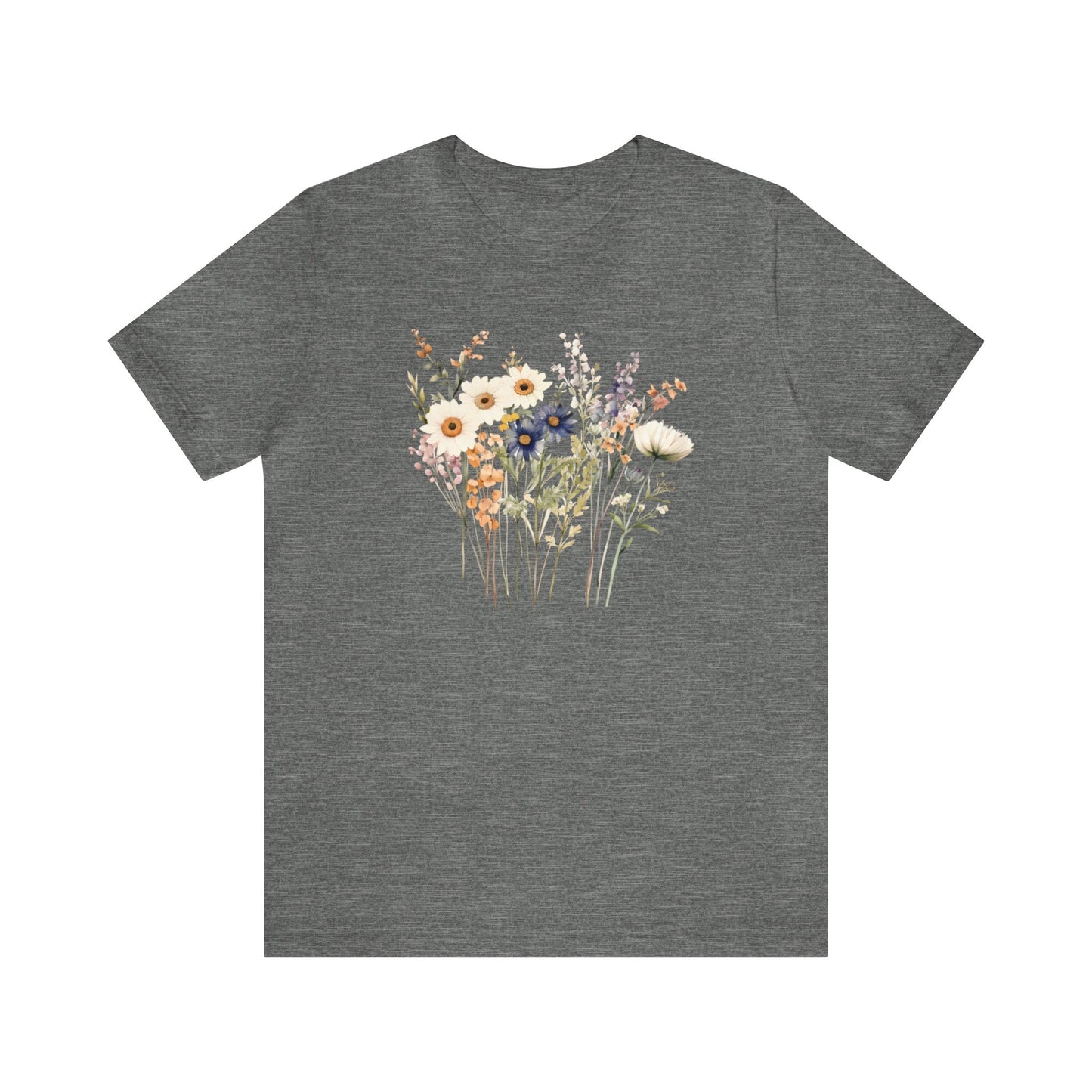 Antique Watercolor Wildflower Bouquet - Unisex Bella Canvas