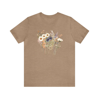 Antique Watercolor Wildflower Bouquet - Unisex Bella Canvas