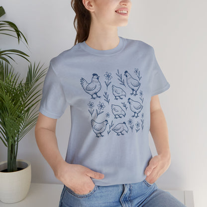 Chickens Floral T-Shirt | Garden T-Shirt- Unisex Fit