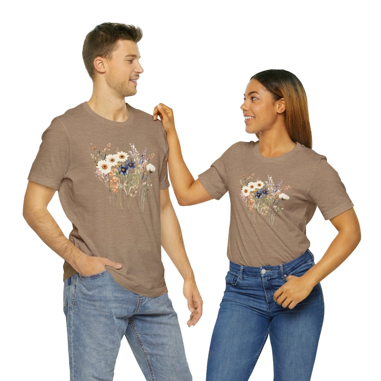 Antique Watercolor Wildflower Bouquet - Unisex Bella Canvas