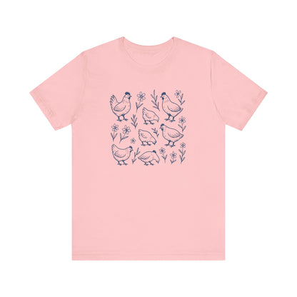 Chickens Floral T-Shirt | Garden T-Shirt- Unisex Fit