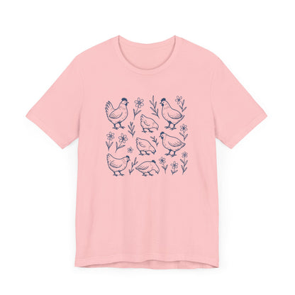 Chickens Floral T-Shirt | Garden T-Shirt- Unisex Fit