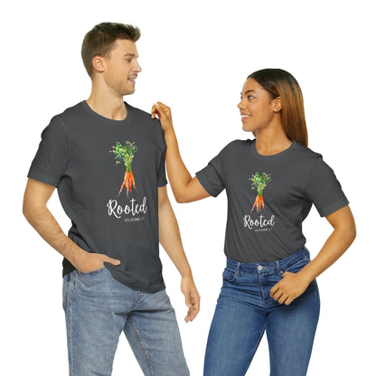 Rooted T-Shirt | Watercolor Carrot | Colossians 2:7 Unisex T-Shirt - Bella Canvas