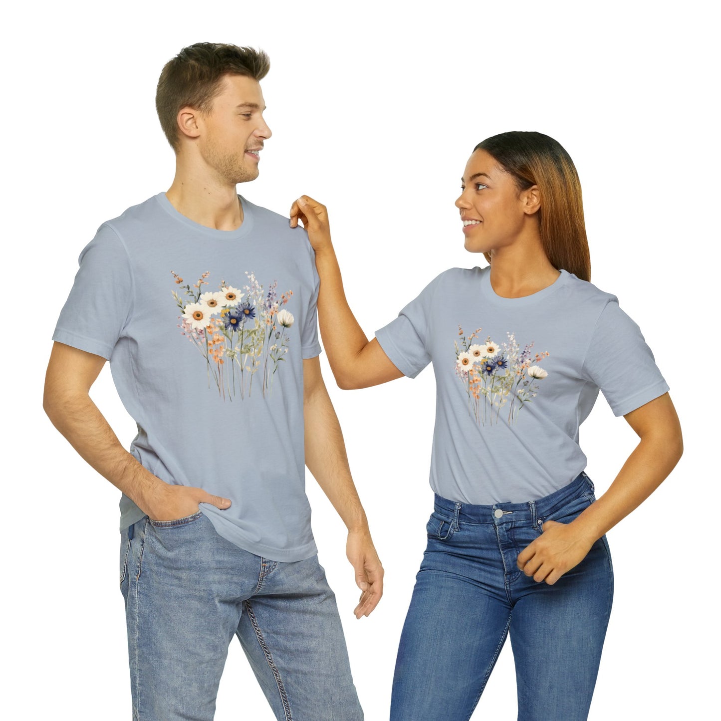 Antique Watercolor Wildflower Bouquet - Unisex Bella Canvas