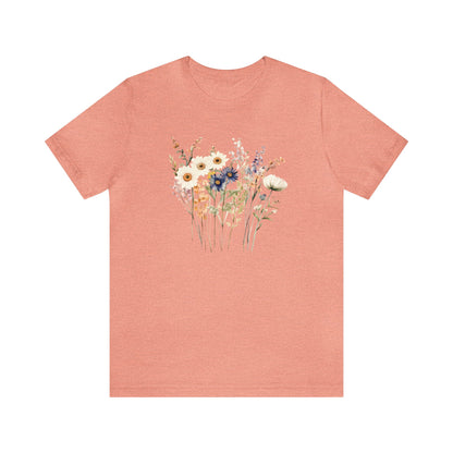Antique Watercolor Wildflower Bouquet - Unisex Bella Canvas