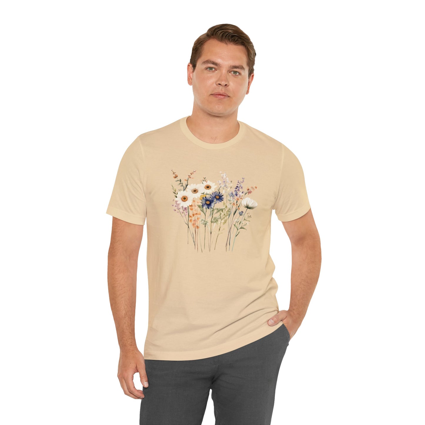 Antique Watercolor Wildflower Bouquet - Unisex Bella Canvas