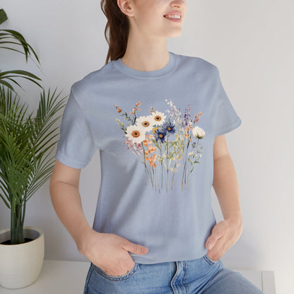 Antique Watercolor Wildflower Bouquet - Unisex Bella Canvas