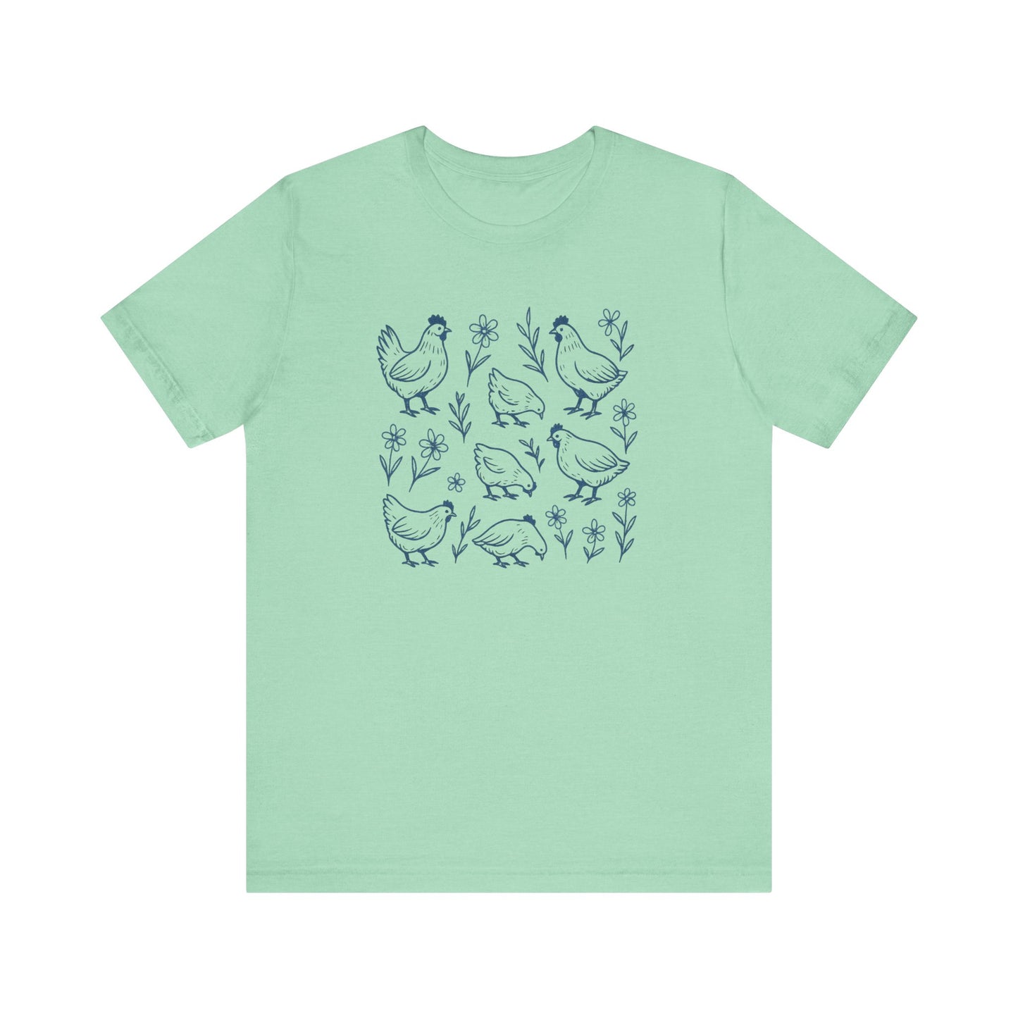 Chickens Floral T-Shirt | Garden T-Shirt- Unisex Fit