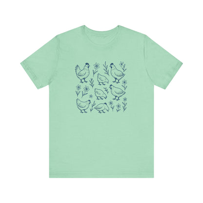 Chickens Floral T-Shirt | Garden T-Shirt- Unisex Fit