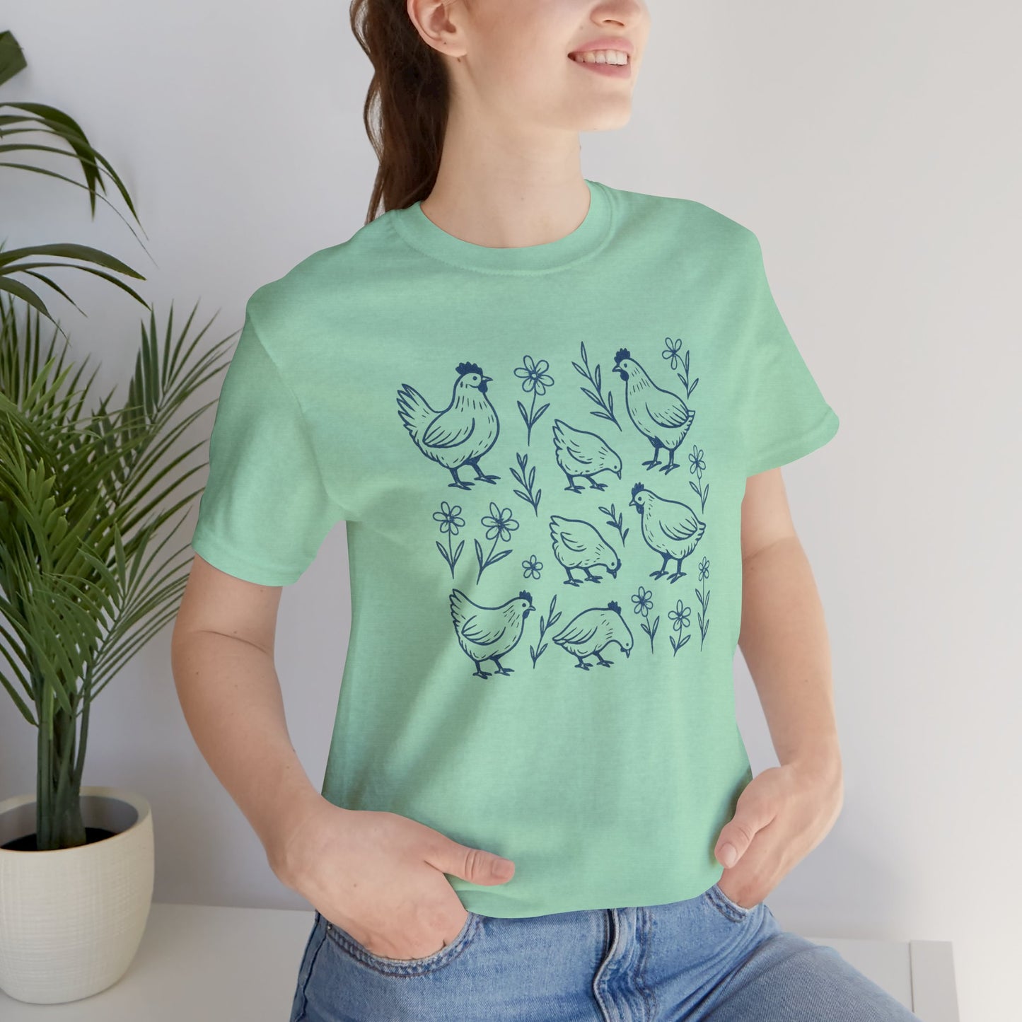 Chickens Floral T-Shirt | Garden T-Shirt- Unisex Fit