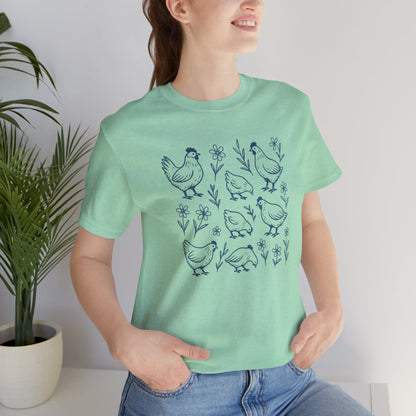 Chickens Floral T-Shirt | Garden T-Shirt- Unisex Fit