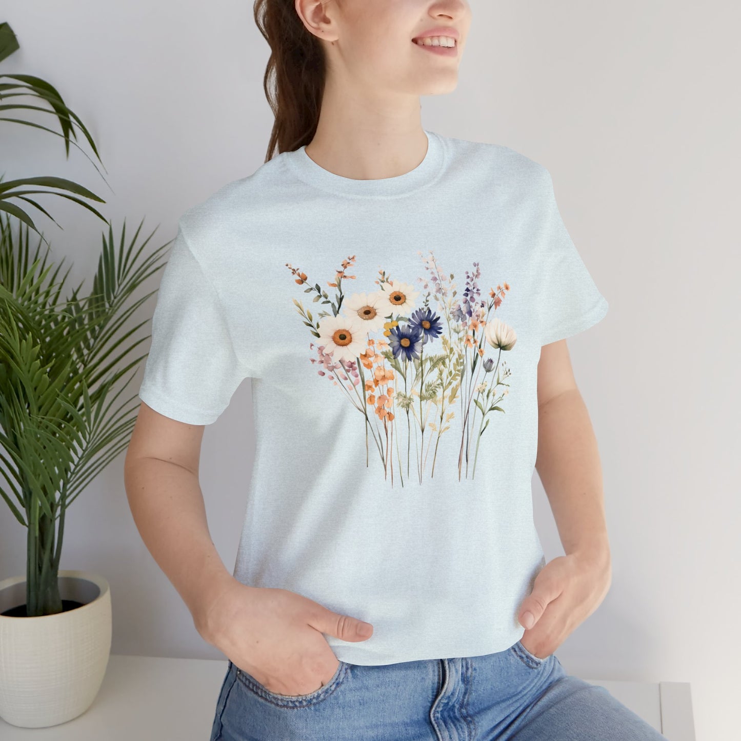 Antique Watercolor Wildflower Bouquet - Unisex Bella Canvas