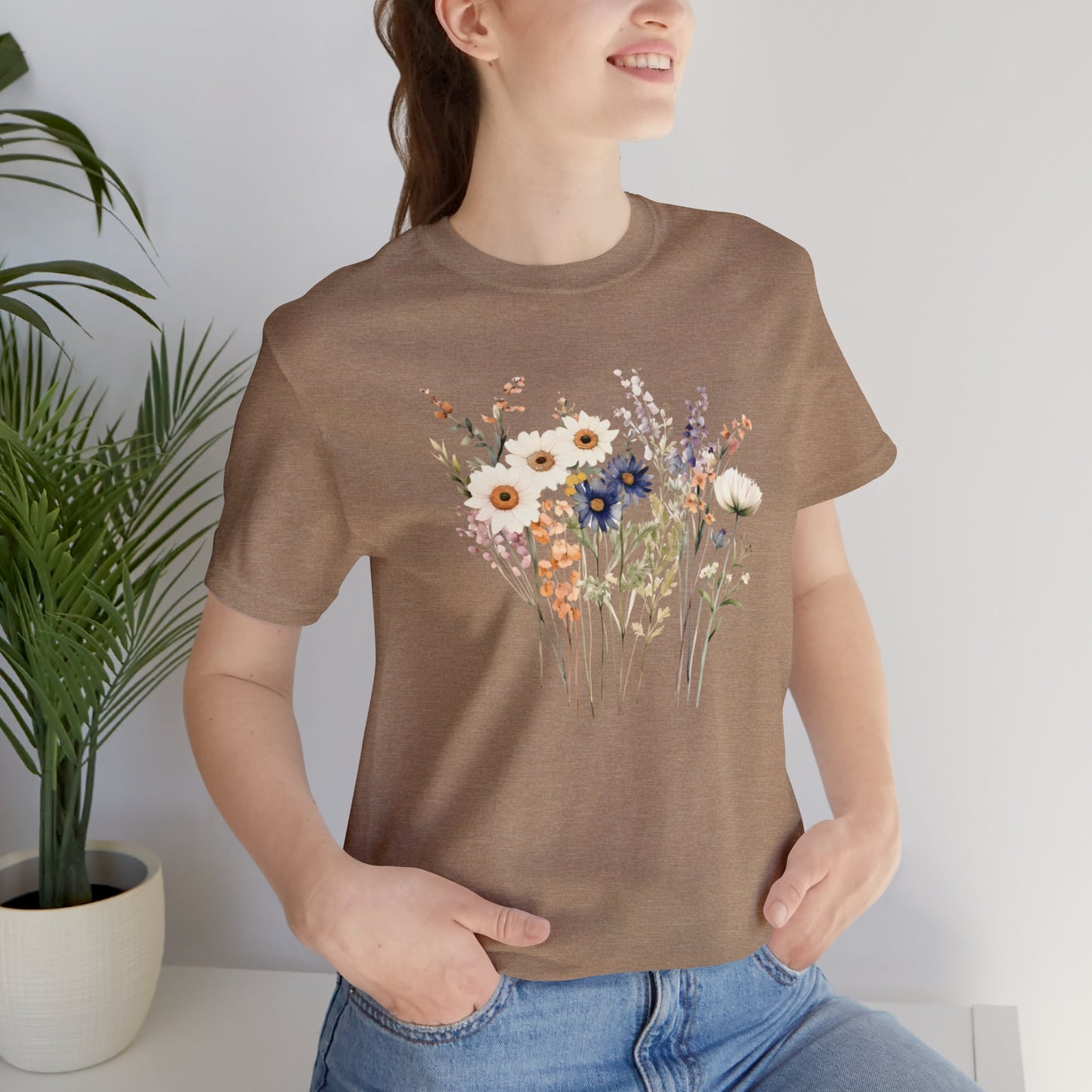 Antique Watercolor Wildflower Bouquet - Unisex Bella Canvas