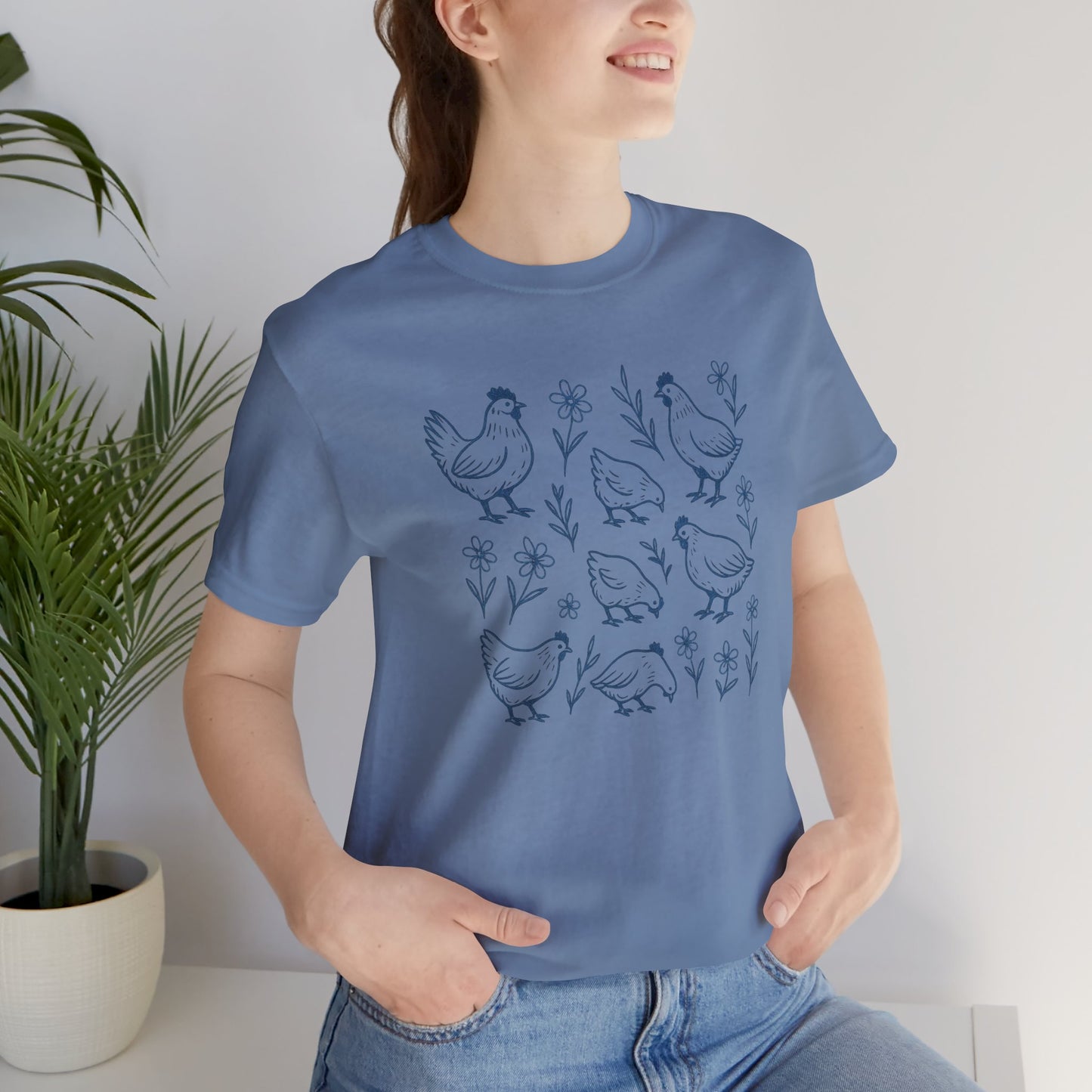 Chickens Floral T-Shirt | Garden T-Shirt- Unisex Fit