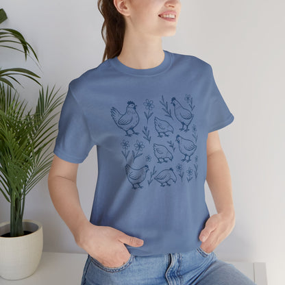 Chickens Floral T-Shirt | Garden T-Shirt- Unisex Fit