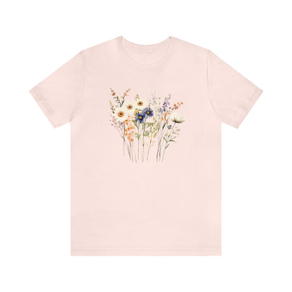 Antique Watercolor Wildflower Bouquet - Unisex Bella Canvas