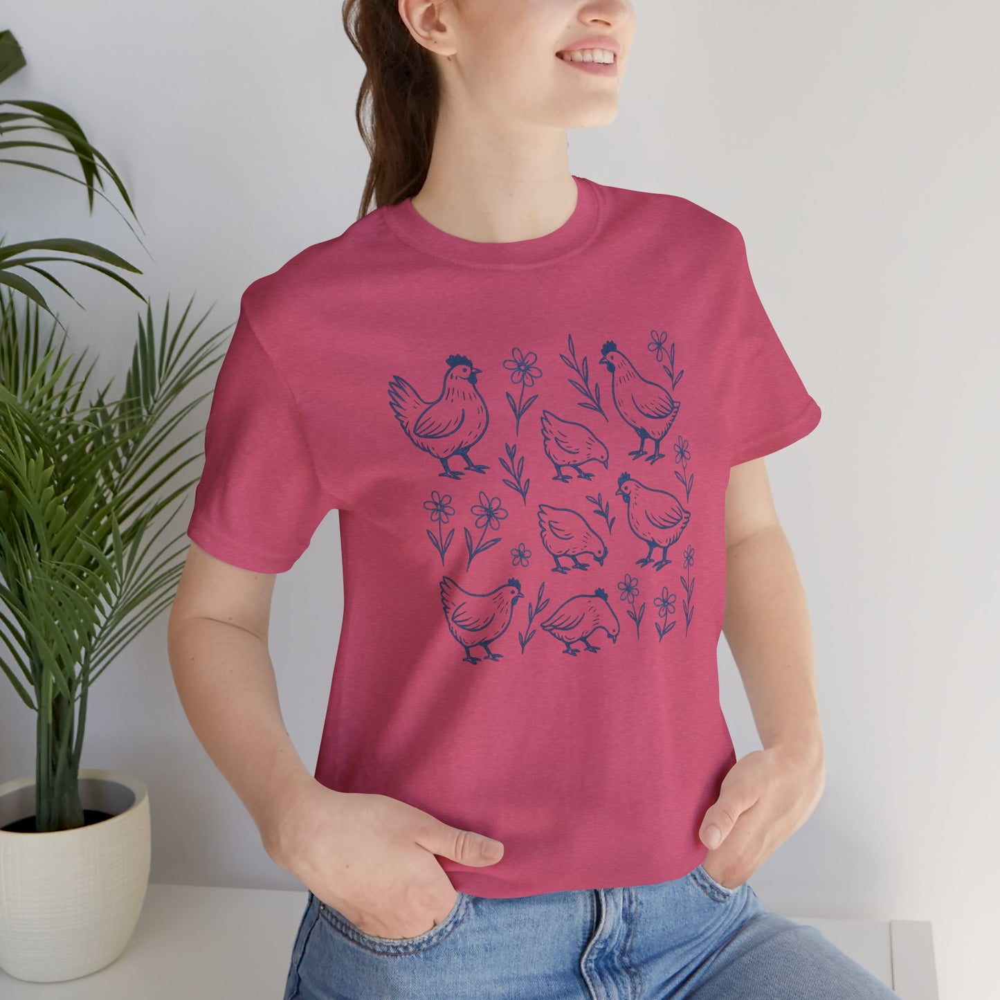Chickens Floral T-Shirt | Garden T-Shirt- Unisex Fit