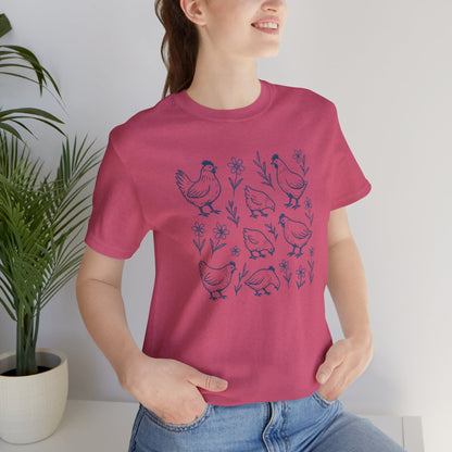 Chickens Floral T-Shirt | Garden T-Shirt- Unisex Fit