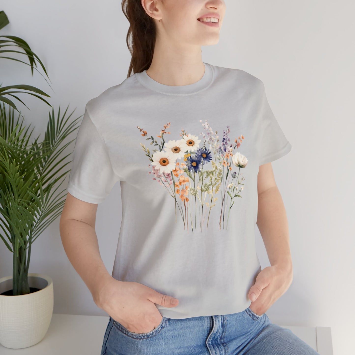 Antique Watercolor Wildflower Bouquet - Unisex Bella Canvas