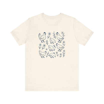 Chickens Floral T-Shirt | Garden T-Shirt- Unisex Fit