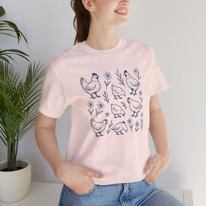 Chickens Floral T-Shirt | Garden T-Shirt- Unisex Fit